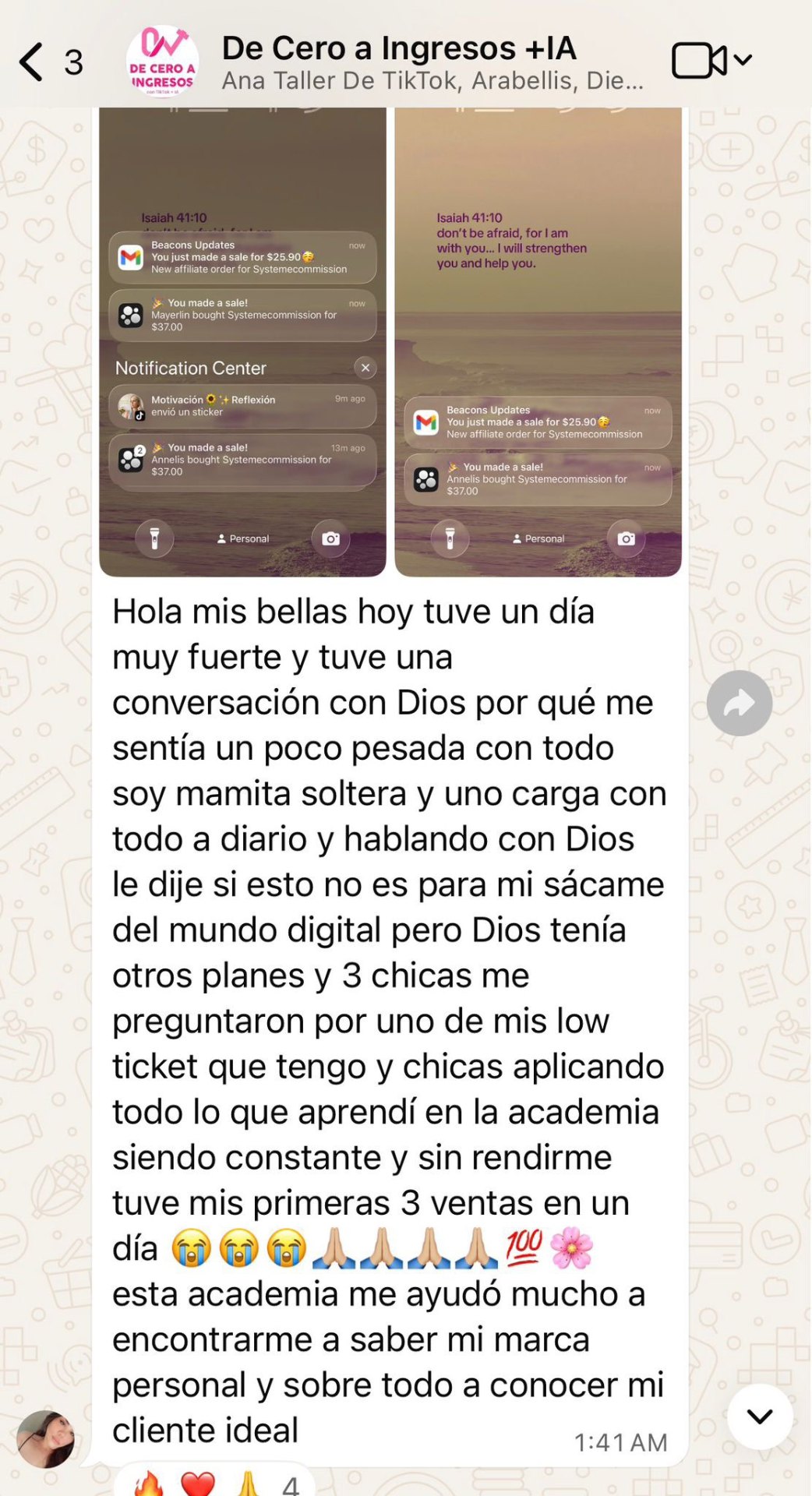 Resultado real de Dienyshka — 3 ventas en un día